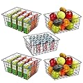 HZSOOCH 5 Pack Wire Storage Baskets, Premium Pantry Baskets for Storage, Metal Freezer Storage Organizer Baskets Bins with Handles for Kitchen Cabinets, Pantry, Bathroom (Black, Small)