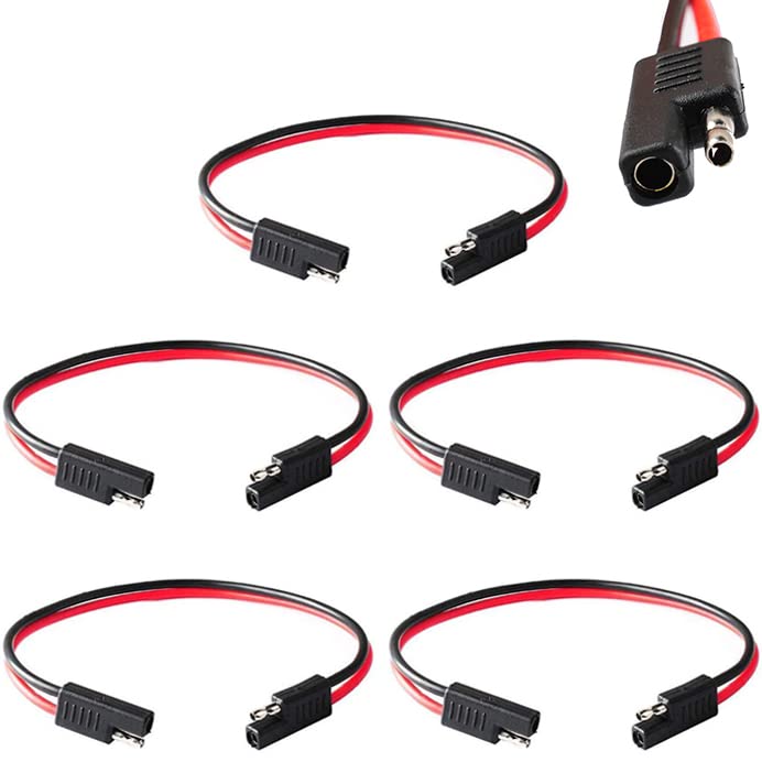 Chicote elétrico SAE 12 AWG com conector de desconexão rápida 12 V Wadoy – Kit com 5 unidades