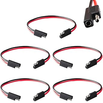 Wadoy 2 Pin Quick Disconnect Wire Harness SAE Connector 12 Gauge Heavy Duty Cable 12'' Leads (5 pack)
