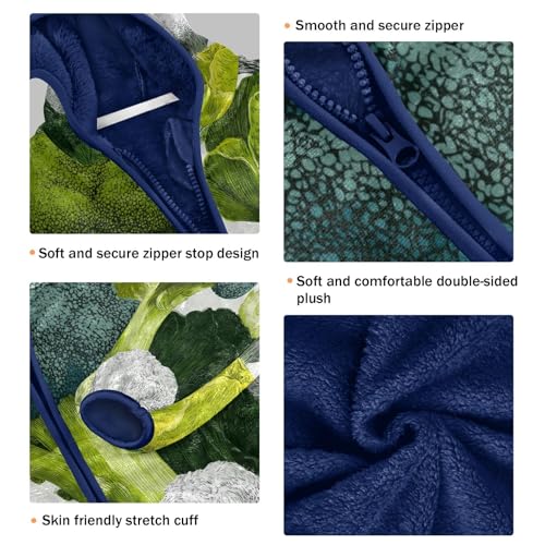 Colorful Broccoli and Cauliflower Toddler Fleece Jacket Girl Boys Hooded Fleece Jacket Coat Warm Outwear Zip-up 3-10T3