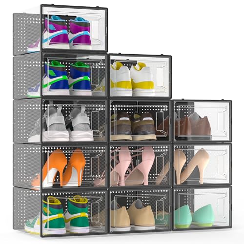 12 Pack Large Stackable Clear Shoe Boxes DROPS TO - image 1