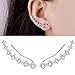 7 Crystals Ear Cuffs Stud Climbers Earrings S925 Sterling Silver Hypoallergenic Arete