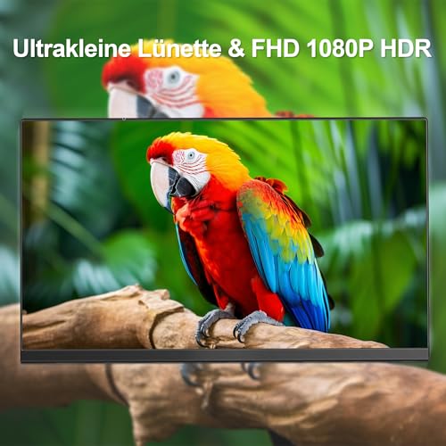 15,6’’ Portable Monitor, 1080P FHD Tragbarer Monitor mit Schutzhülle, Tragbarer Mobiler IPS Bildschirm mit Lautsprechern, Ultra-Dünner Zweitbildschirm für Laptop/PC/Mac/Xbox- USB-C & HDMI Anschluss
