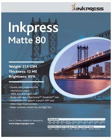 Inkpress PP801117100 Commercial Duo Matte Inkjet Paper 80 New Stock 11in. X 17in. 100 Sheets