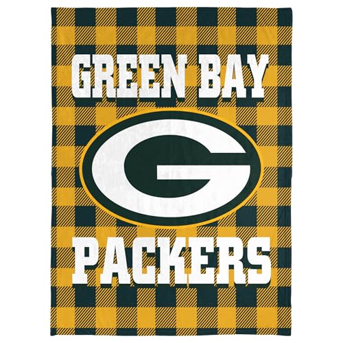 FOCO NFL Lightweight Green Bay Packers 40x50 Plaid Fleece Throw Blanket