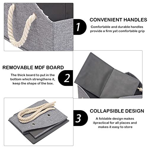 Image of Morezi Large Dog Toy bin Puppy Shallow Toy Baskets - Perfect for Collapsible Bin for Living Room, Playroom, Closet, Home Organization - Snow Gray - Rectangle - Dog