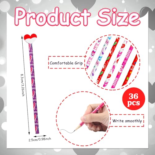Lápices de grafito assortidos 36 pcs para San Valentín miniatura 2
