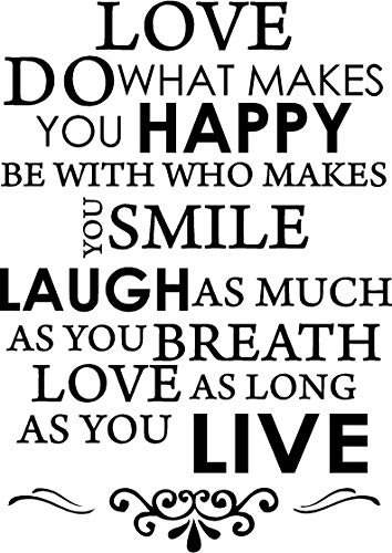 DIY Happy Live Laugh Love Smile Inspirational Quote Wall Paper Art Vinyl Decal Sticker