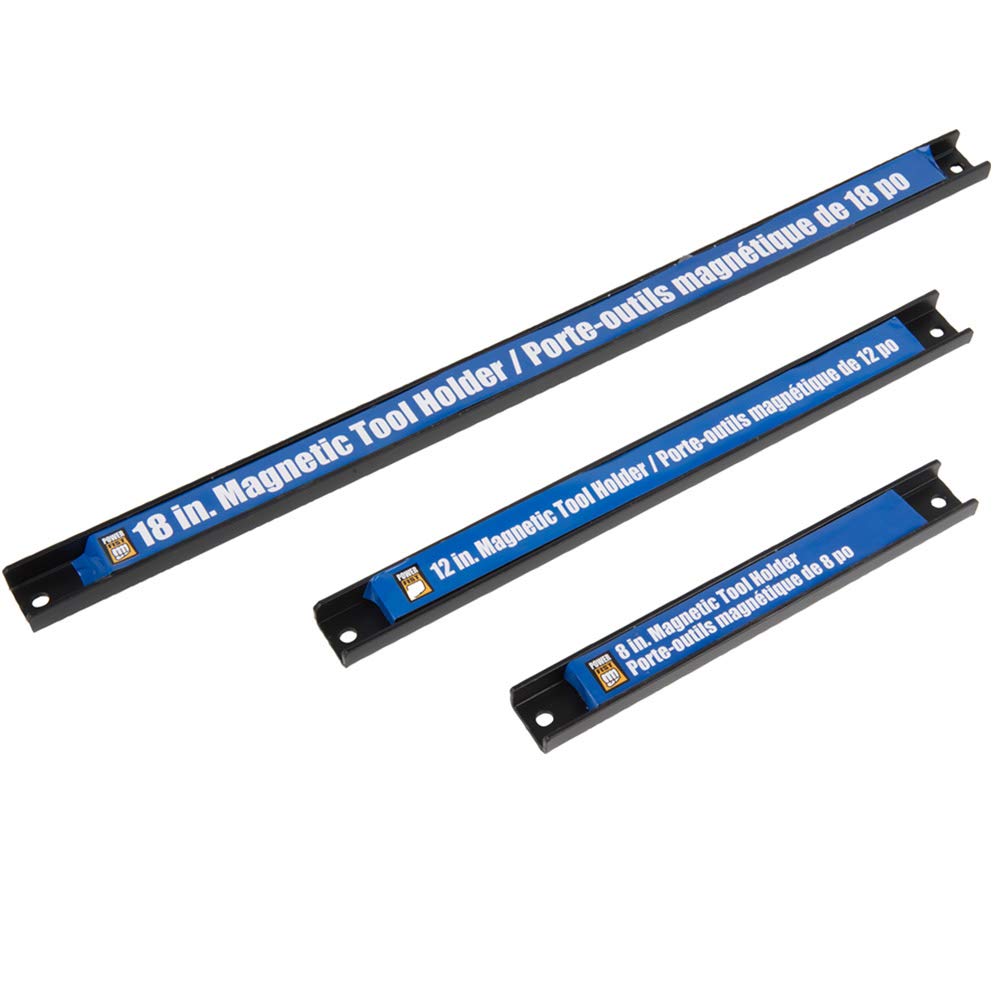 BAKAJI Juego 3 Barras Magnéticas 20/30/45 Cm – Porta Herramientas Y Cuchillos – Kit De Montaje Incluido – Negro