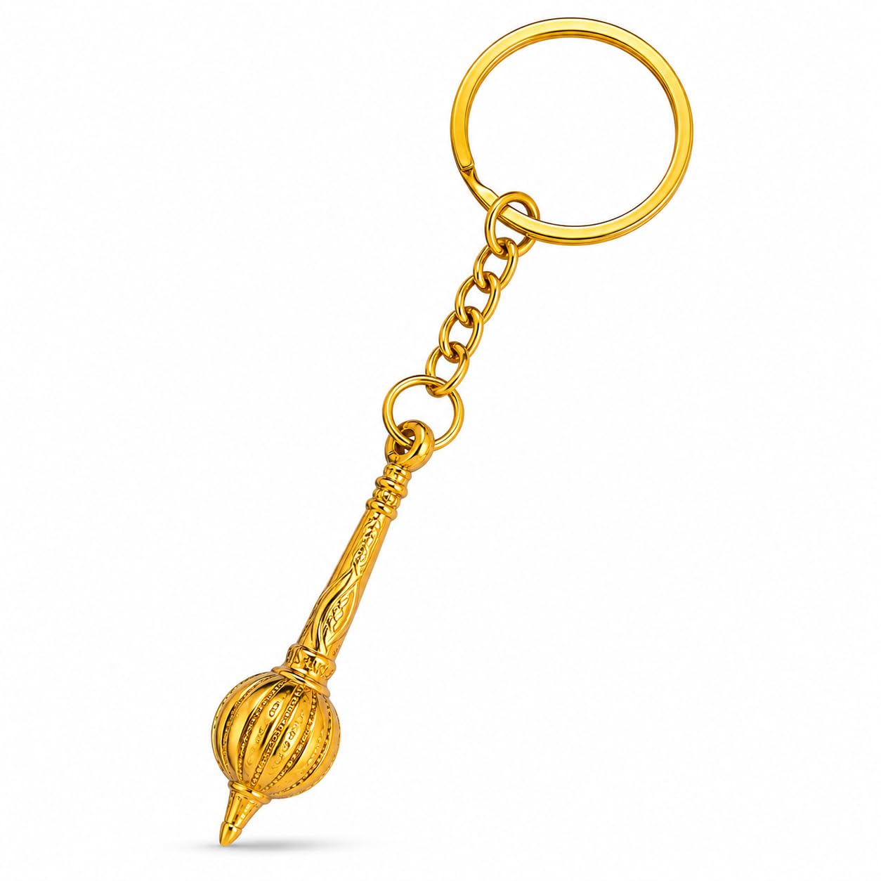 Designable Metal Hanuman Ji Gada Keychain | Jai Shree Ram Religious Key Ring | Durable & Stylish Devotional Accessory for Men & Women (4 Inch_Golden)-image-31