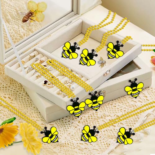 Image of 24 Pack Bee Necklace Party Favors for Mommy To Be, Bumble Bee, Honey Bee Party, Baby Shower, Animal Lover, Birthday, School Carnival Rewards, Home Decorations, Classroom Prize