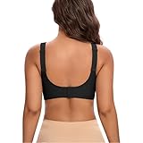 Jiuday Damen BH ohne Bügel Nahtloser Gepolstert Bra Weich (#322 Flacher V Schwarz,XL)