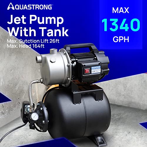 image for Aquastrong 1.6 HP Shallow Well Pump with Pressure Tank, 1320 GPH, 115V
