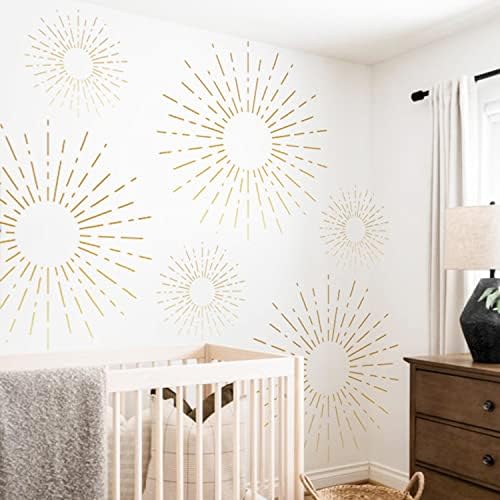 astrkiz Large Boho Starburst Wall Decals Peel and Stick, Self Adhesive PVC Starburst
