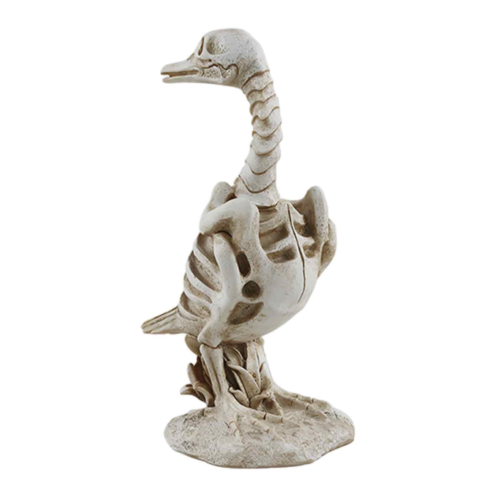 pidodou Skeleton Animal Statue Spooky Deer Cat Duck Figurine Resin Halloween Table Centerpiece Outdoor Porch Decor Eerie Ornament Duck