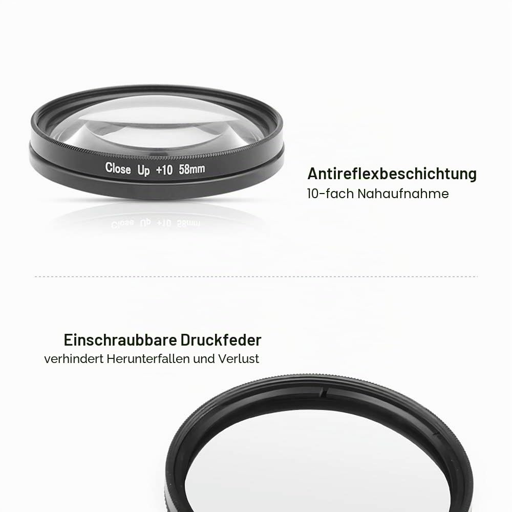Docooler 58 mm Makro-Objektiv, 10 x Vergrößerung, großes Objektiv, für GoPro Hero 7, Schwarz, 6, 5, Schwarz, wasserdichtes Gehäuse, für GoPro-Zubehör