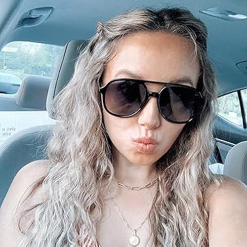 HJSTES Retro Square Aviator Sunglasses for Women Men Trendy Classic Aviators Sun Glasses Vintage 70s Shades2