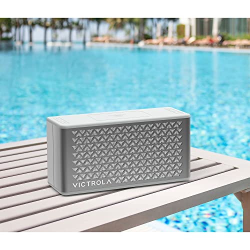 Image of Victrola Music Edition 2 - Tabletop Bluetooth Speaker, IP67 Water & Dust Resistant, 20 Hr Battery Life, Multi-Speaker Pairing, Premium Sound & Passive Bass Radiator, Wireless & USB-C Charging (Silver)