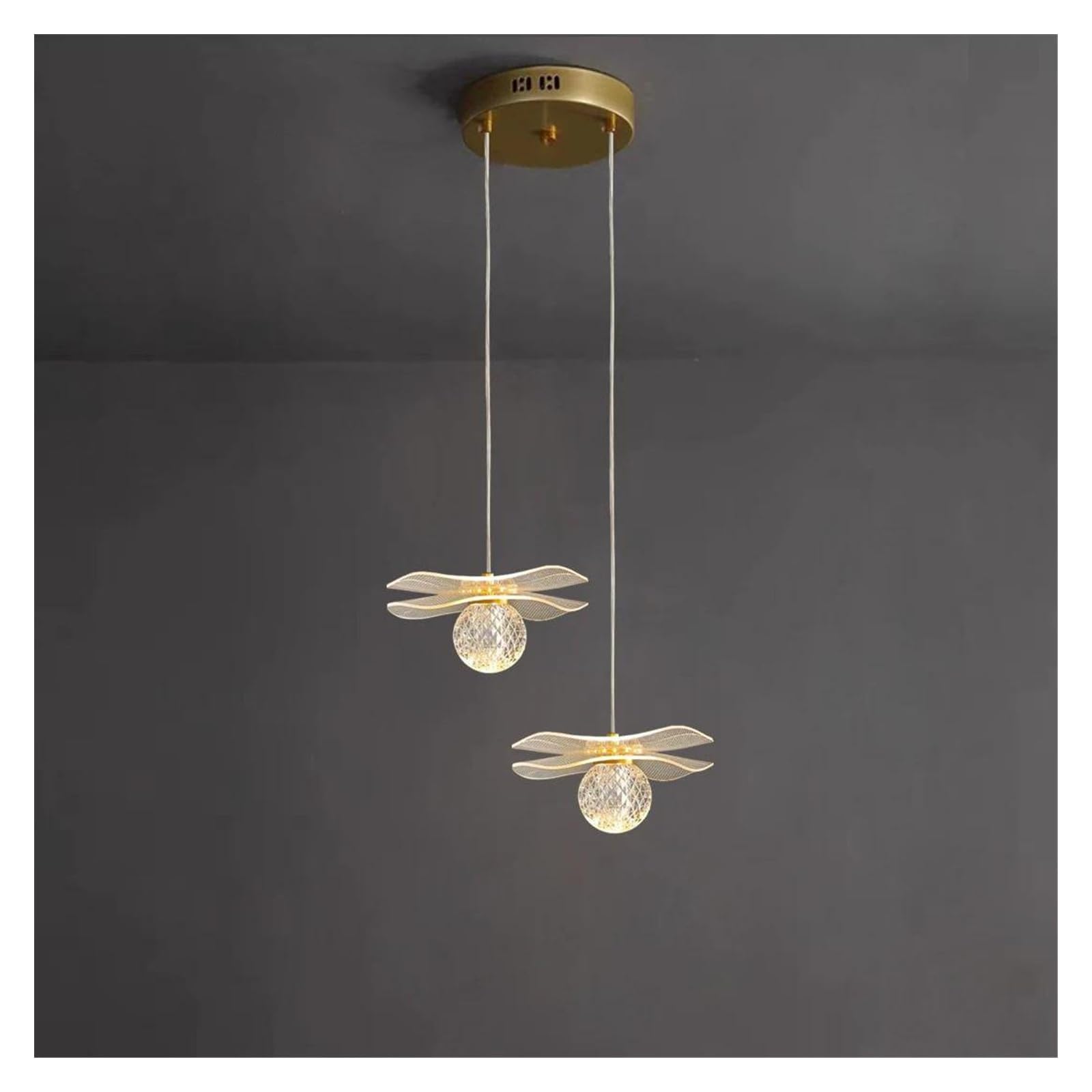 Genérico Lámparas de araña, Lámparas colgantes de arte acrílico, modernas lámparas LED, for cocina, isla, comedor, mesita noche, pequeña lámpara colgante for decoración salón(2 heads)