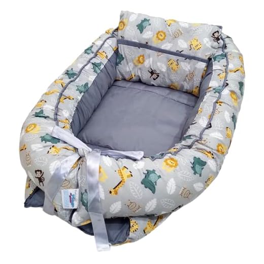 Ninho Redutor de Berço Bebê Unissex Safari Cinza 2 Peças