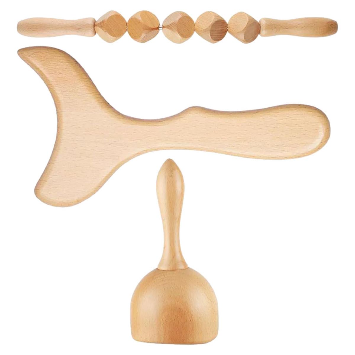 STOBAZA Set 1 Massaggiatore in Legno per Acupoint Rullo e Tavoletta da Massaggio Portatile Leggero per Adulti Design Unico per Relax e Benessere a Casa