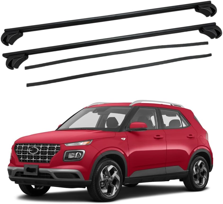 Upgraded 550LBS Roof Racks Cross Bars Fits for Hyundai Venue 2022-2025 SEL Limited Adjustable Aluminum Crossbars Cargo Bar Carrier Luggage Kayak Canoe Electric Rooftop Tent