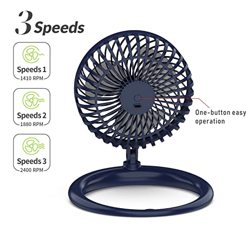 Mcelitor Small Desk Fan, 8-Inch Usb Fan Small Quiet Personal Table Fan For Bedroom Office Home, Foldaway, Adjustable 540-Degree Angle, 3 Speed, 5Ft Cord (Blue) #TOP6