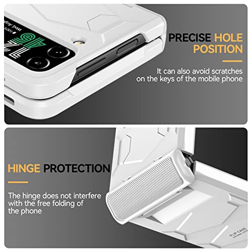 Goosebox For Samsung Galaxy Z Flip 4 Case, Mechanical Hinge Protection&Heavy Duty Shockproof Anti-Scratch Thickening Semi-Auto Hinge Full-Body Protection Cover For Galaxy Z Flip 4 5G - White #TOP4