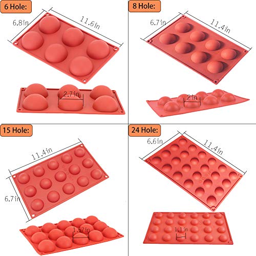 Semicircle Silicone Mold,Shxmlf Half Sphere Chocolate, Candy and Gummy Mold Teacake Bakeware Set for Cake Decoration Mousse Dome Jelly Ice Cream Bombe Cupcake Baking Mold, Assorted Size,Set of 4 - Thumbnail 3