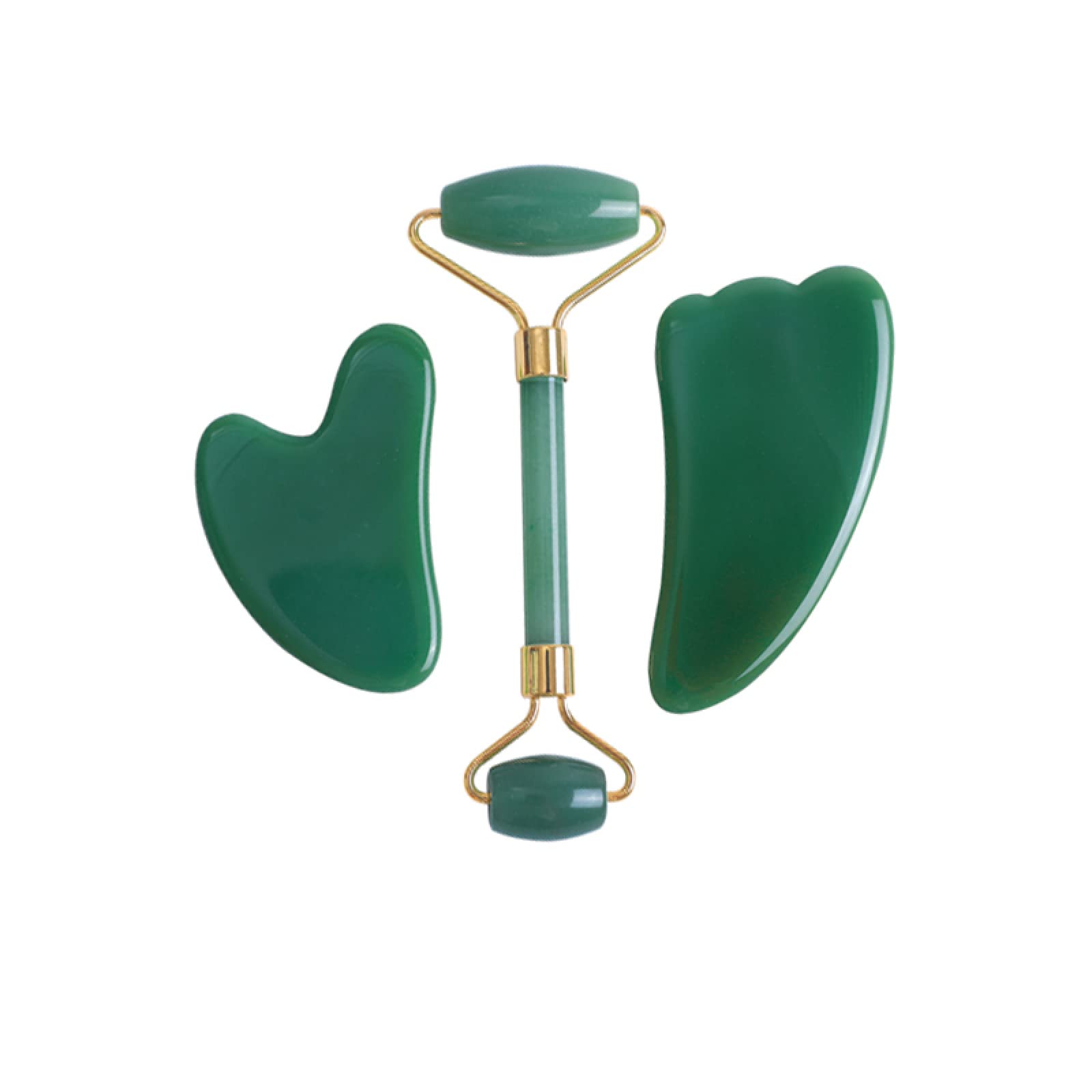 Grünes Urin-Augenmasken-Set, natürliches Jade-Kristall-Augen-Relax-Schlafmaske, Gesichtsroller, Gua-Sha-Massage, Typ 09 Voller Textur
