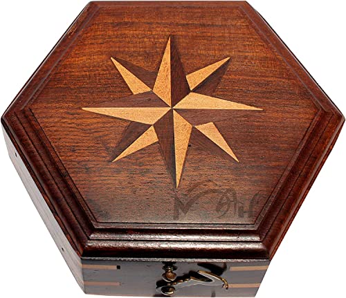 Mah Solid Brass Sundial Compass With Box Vintage Gift, Sundial Clock, Sun Dial In Box Gift Sun Clock Ship Replica, Birthday Gift,, Magnetic Sundial Clock For Christmas. C-3060 #TOP5