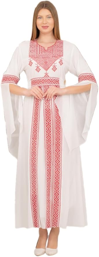 Abaya for Muslim Women Stripe Detail on Skirt and Sleeves & Long Sleeve Dress Islamic Kaftan Hijab Robe Prayer