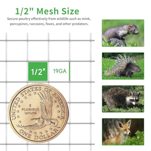 image for LuckIn Hardware Cloth 1/2 Inch 48 x 100ft, 19 Gauge Chicken Wire Fenci