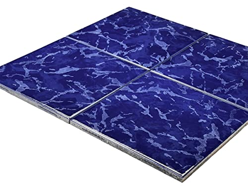 Cobalt Blue Whales Glazed Square 5.75 In. Porcelain Floor And Wall Tile For Kitchen Backsplash, Swimming Pool Tile, Bathroom Wall, Accent Wall (Box Of 38 Pieces - 9.5 Sq.ft) #TOP3