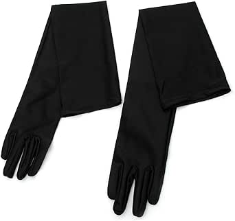 Guanti Lunghi Da Donna In Raso Elasticizzato 55 Cm - Nero Per Matrimonio, Opera, Halloween