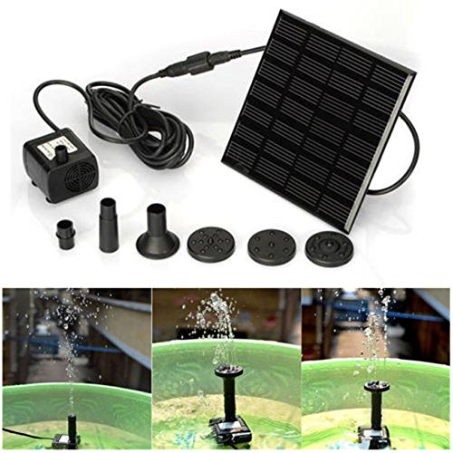 Rcool Outdoor Solar Power Panel Bird Bath Water Fountain Pump Solar Sprinkler Fountain Watering Submersible for Pool Pond Garden Patio Aquarium