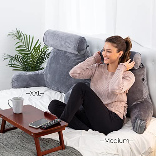 Husband Pillow XXL Dark Grey Backrest with Arms Adult Reading Pillow