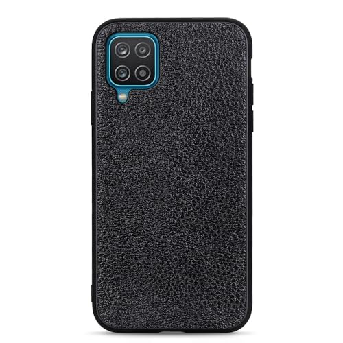 Coque Samsung Galaxy A12 5G cuir véritable bumper TPU rigide protection mince noir