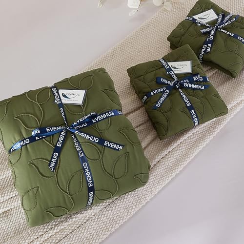 Image of EVENHUG Quilt Queen Size Bedding Set with Pillow Sham Lightweight Bedspreads Coverlet Soft Reversible Bed Cover for All Season 3 Piece