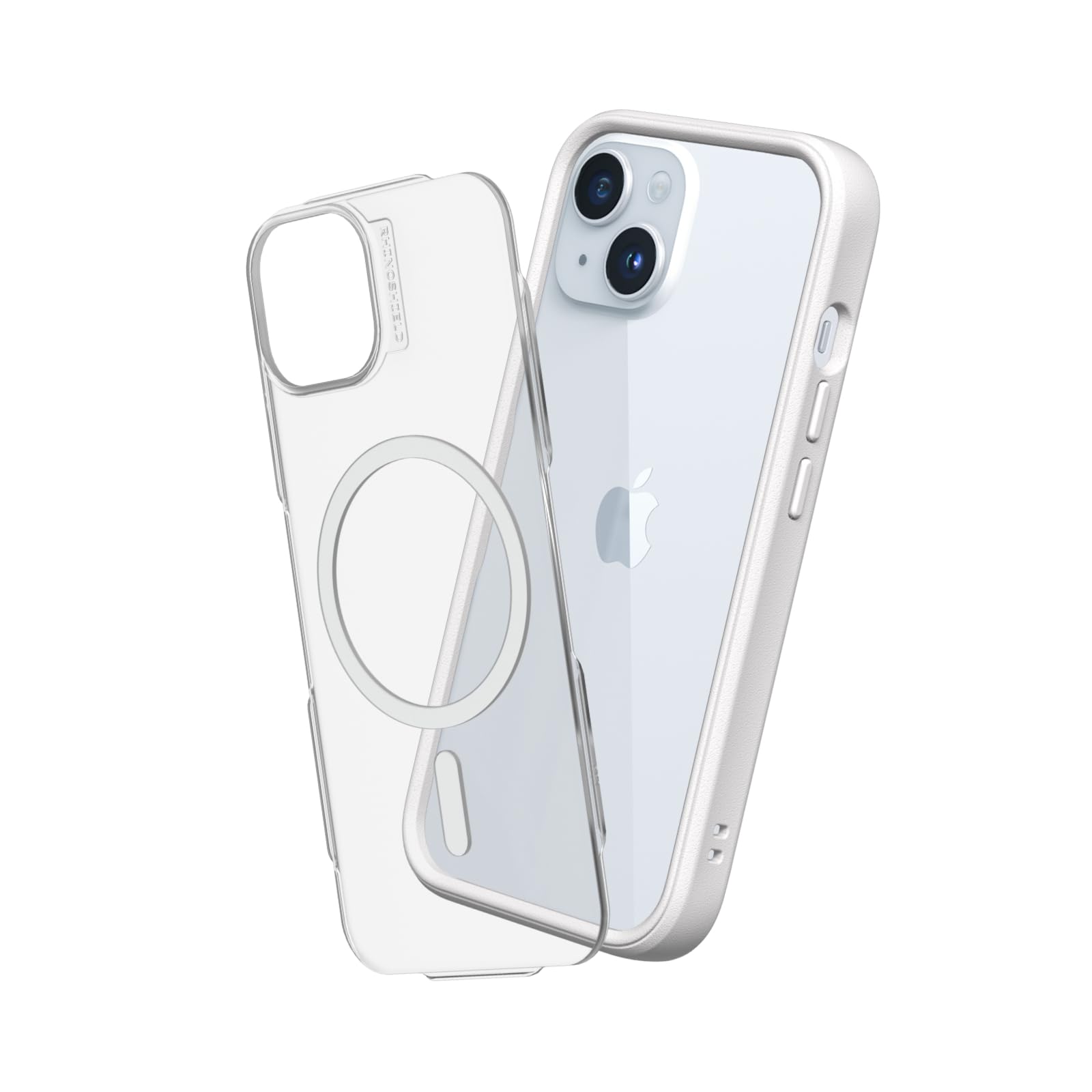 RhinoShield Modular Case Compatible with MagSafe for [iPhone 15] | Mod NX - Superior Magnetic Pull Force, Customizable Heavy Duty Protective Cover 3.5M / 11ft Drop Protection - White