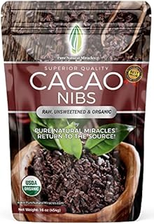 Pure Natural Miracles Cacao Nibs, Cocoa Nibs Raw Organic, Sugar-Free Dark Chocolate Chip Substitute from Premium Cocoa Beans (16 oz / 1 Pound)