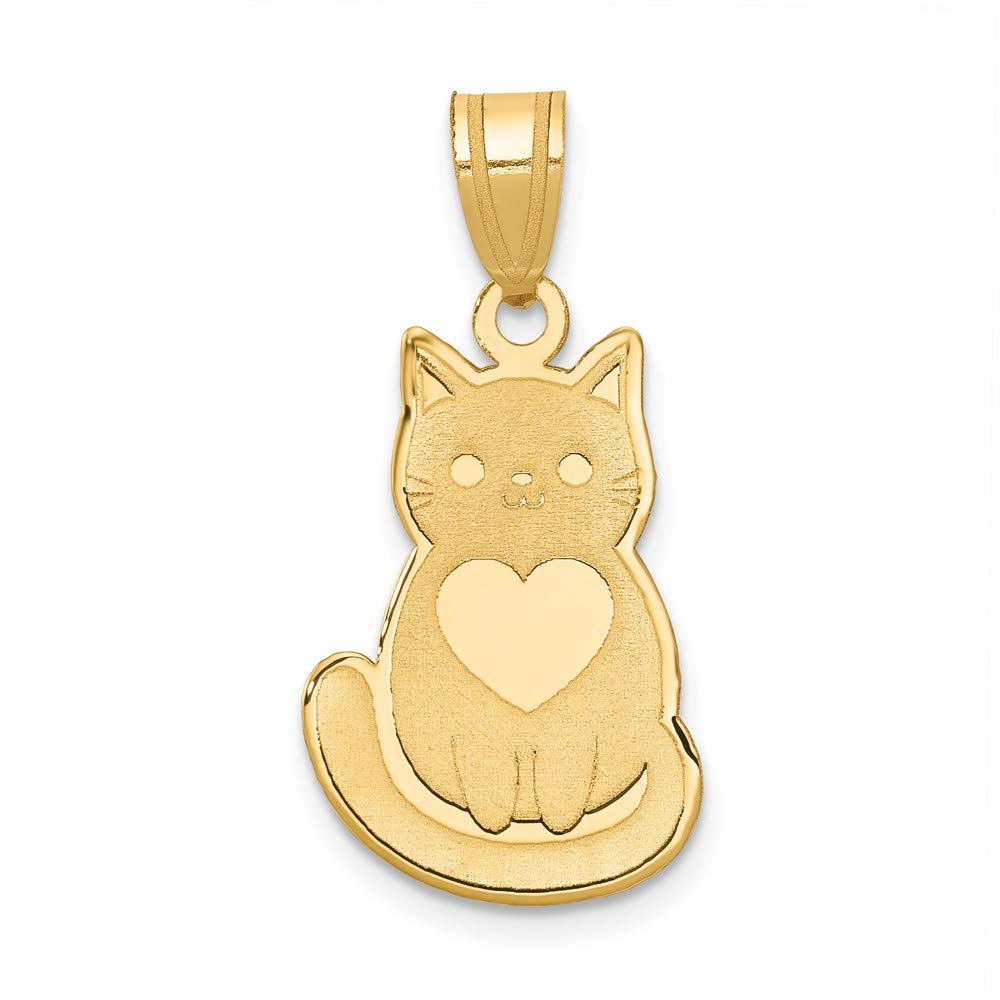 Charm Pendant 14K Yellow Gold Laser Cut Cat With Heart