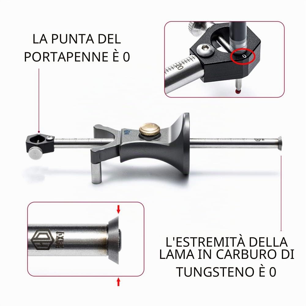 Lavorazione del legno Arco lineare Strumento di disegno a parallelepipedo per tracciatura a doppio scopo multifunzione Strumenti di lavoro in legno per scriba multifunzione
