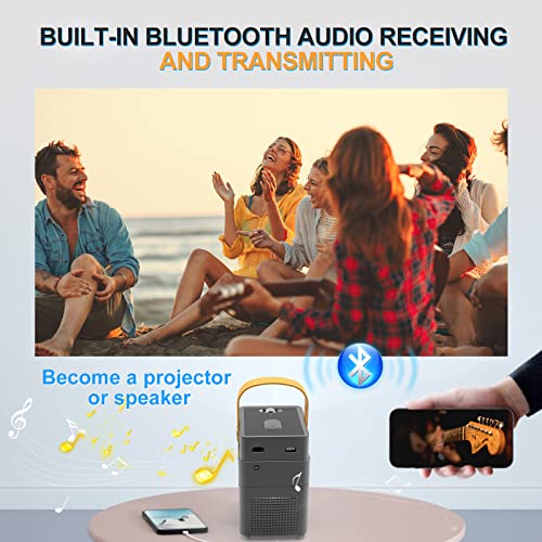 Image of Portable WiFi Bluetooth Projector, JIMTAB V1 Outdoor Projector Full HD 1080P Supported, Mini Movie Projector with Foldable Carry Bag Dual Speakers Surround Sound (With Blue Foldable Bag)