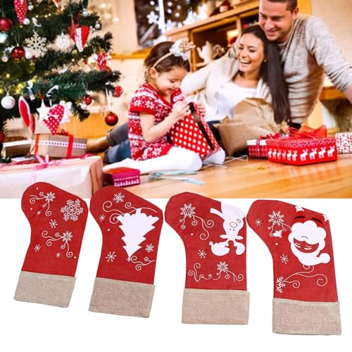 Chaussette de Noël anti chute avec corde robuste grand format tissu