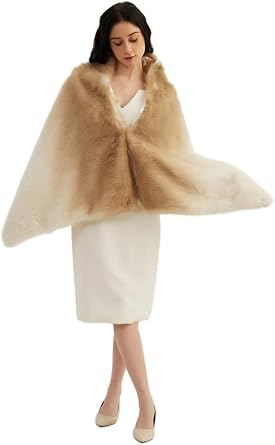 Luxury Faux Fur Shawl for Women Winter Fur Coat Wedding Party Fur Stole Wraps Cape for Evening Dresses