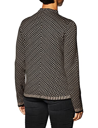 Max Studio Women's Mock Neck Sweater, Black/Taupe, Small #TOP1