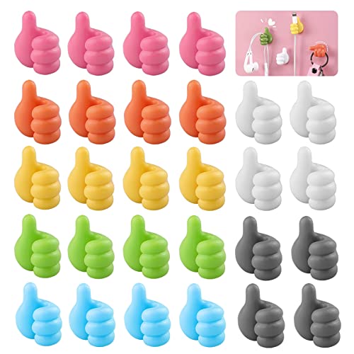 28 Piezas Gancho de Pulgar Creativo, Gancho de Pulgar Autoadhesivo, Mini Clips de Cable Organizador de Cables, Gancho de Pared Multifunción Gancho de Toalla para Cocina Baño Oficina Cover