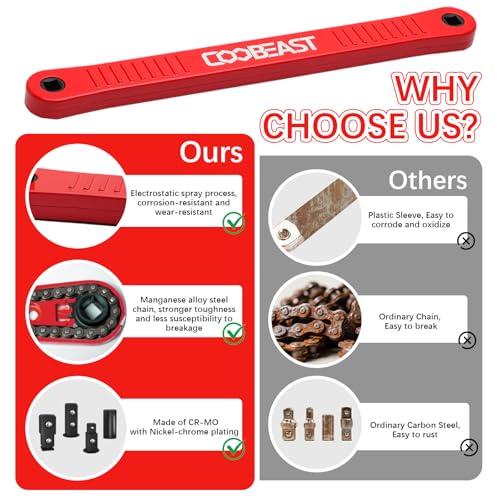 Image of coobeast Red Offset Extension Wrench Impact Ready Socket Wrench Extender Tool with Versatile 1 /4 inch, 3 /8 inch, and 1 /2 inch Square Drive Adapters, Universal Extensions Wrench for Small Place