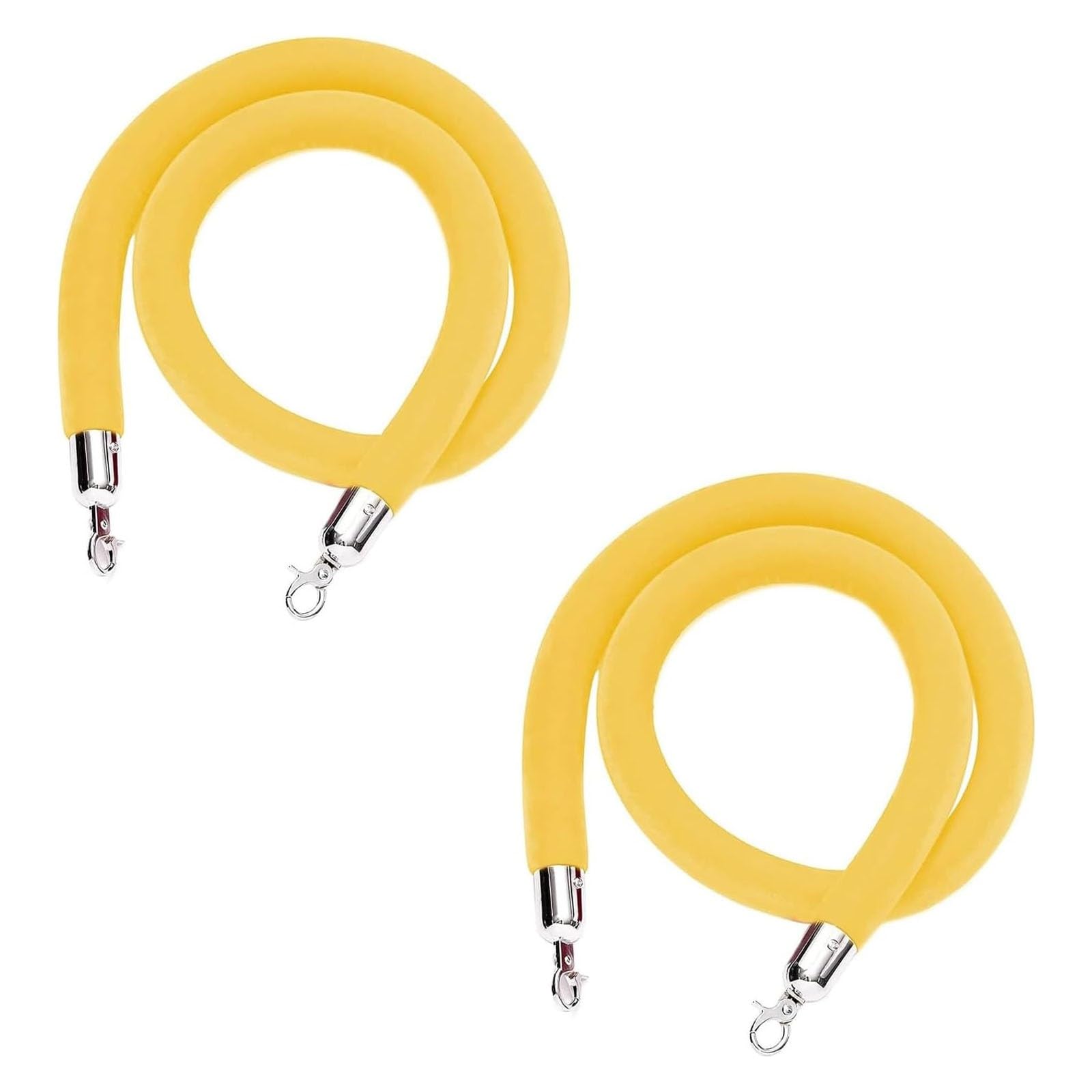 Ghkryd Yellow Barrier Rope, Crowd Control Barriers For Stanchion Posts Queue Pole,Rope Safety Barrier With Silver Hooks(,2.5M)